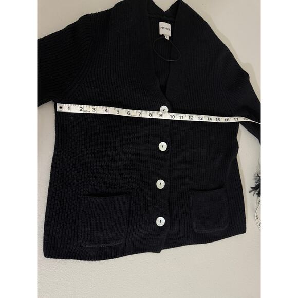 Nic + Zoe Black Night Fall Cardigan Sweater Fringe Cuff Sleeve M NWOT - Picture 7 of 8